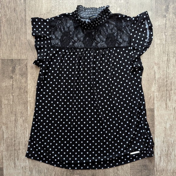 Adrienne Vittadini Black and White Polka Dot Blouse - Picture 1 of 4